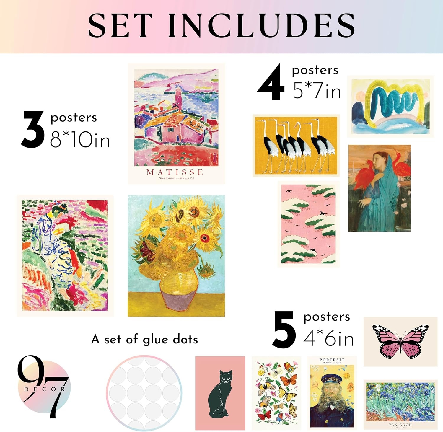 image:image97 Decor Colorful Eclectic Wall Art Prints  Modern Eclectic Home Decor Aesthetic Vibrant Wall Art for Living Room Bedroom Bathroom Kitchen Office