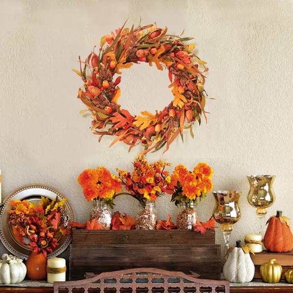 20quot Fall Wreaths for Front Door Thanksgiving Halloween Home Decorations with Cape Gooseberries and Berries Decorations for Thanksgiving Farmhouse Outdoor Indoor Window Wall Home Decor BrownBrown