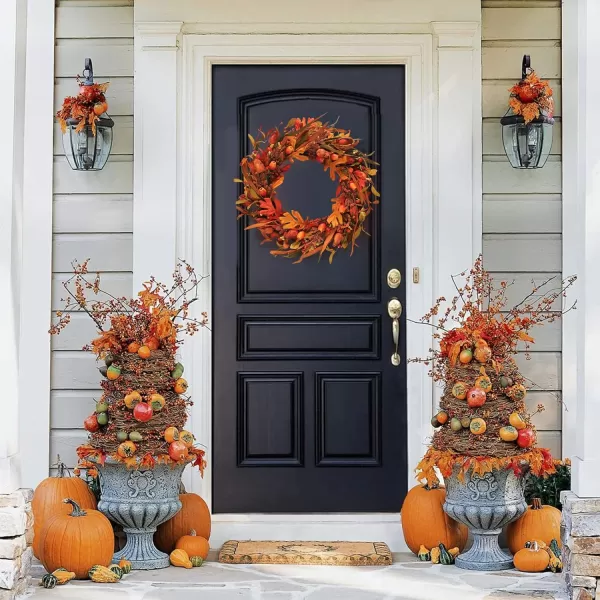 20quot Fall Wreaths for Front Door Thanksgiving Halloween Home Decorations with Cape Gooseberries and Berries Decorations for Thanksgiving Farmhouse Outdoor Indoor Window Wall Home Decor BrownBrown