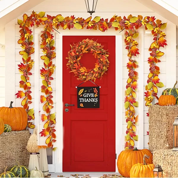 20quot Fall Wreaths for Front Door Thanksgiving Halloween Home Decorations with Cape Gooseberries and Berries Decorations for Thanksgiving Farmhouse Outdoor Indoor Window Wall Home Decor BrownBrown