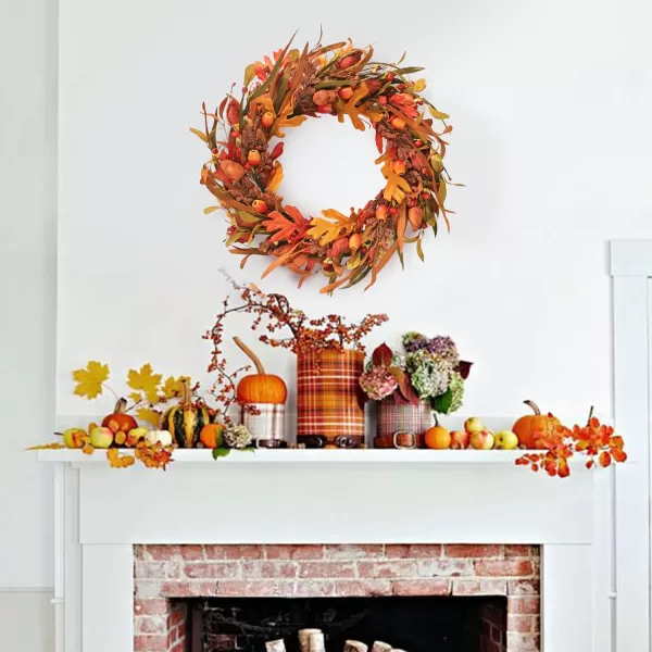 20quot Fall Wreaths for Front Door Thanksgiving Halloween Home Decorations with Cape Gooseberries and Berries Decorations for Thanksgiving Farmhouse Outdoor Indoor Window Wall Home Decor BrownBrown