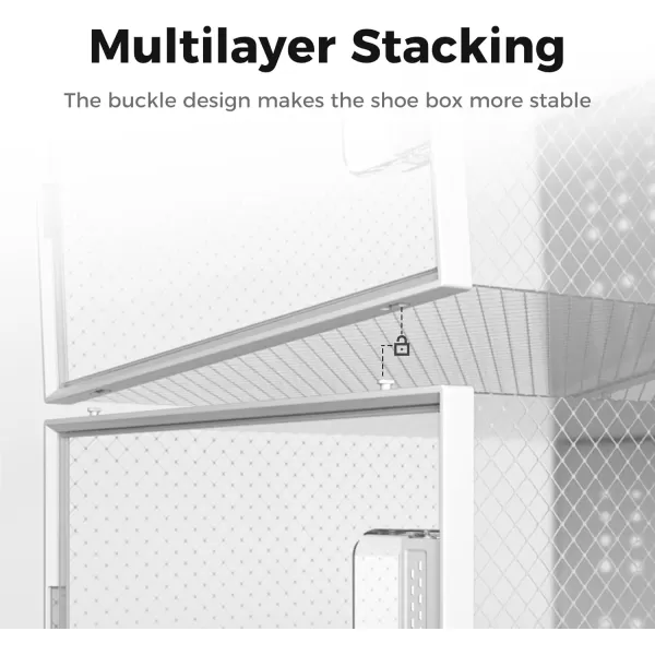 Pinkpum Shoe Organizer Storage Boxes for Closet Clear Plastic Stackable Sneaker Storage Containers Bins with Lids Clear Shoe Case ContainersWhite 12 PackClear