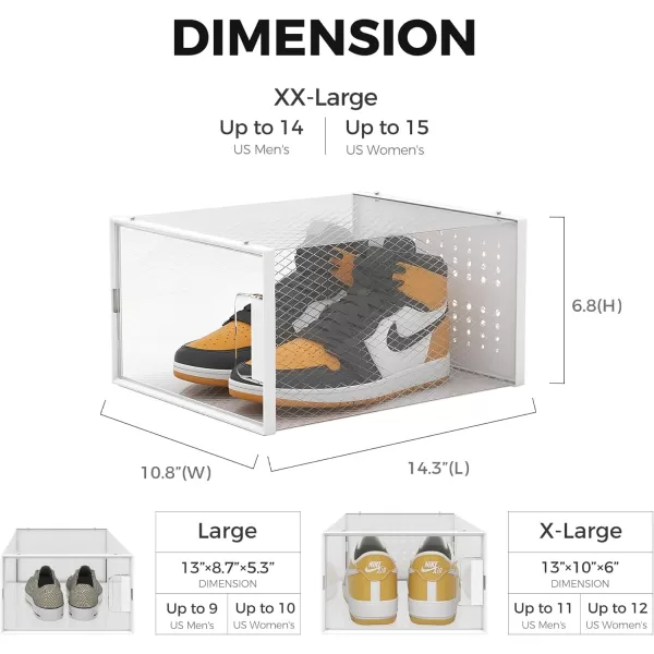 Pinkpum Shoe Organizer Storage Boxes for Closet Clear Plastic Stackable Sneaker Storage Containers Bins with Lids Clear Shoe Case ContainersWhite 12 PackClear