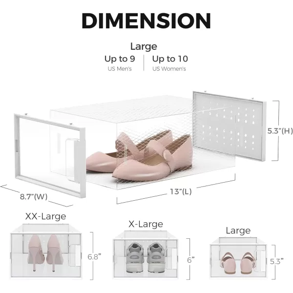 Pinkpum Shoe Organizer Storage Boxes for Closet Clear Plastic Stackable Sneaker Storage Containers Bins with Lids Clear Shoe Case ContainersWhite 12 PackClear