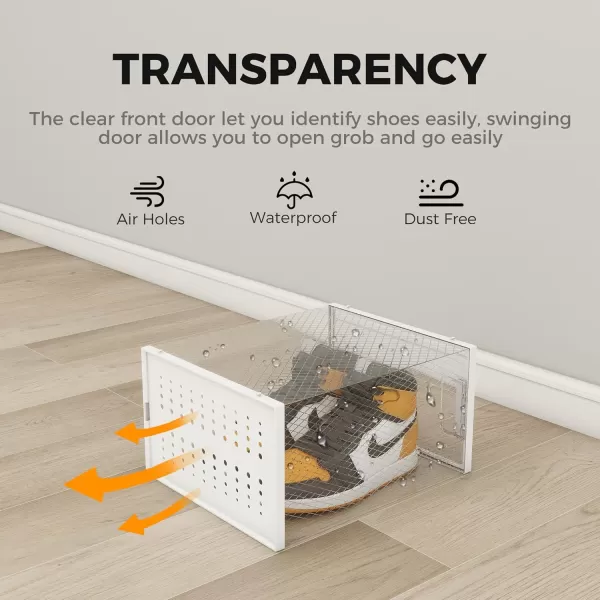 Pinkpum Shoe Organizer Storage Boxes for Closet Clear Plastic Stackable Sneaker Storage Containers Bins with Lids Clear Shoe Case ContainersWhite 12 PackClear