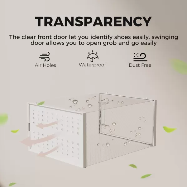 Pinkpum Shoe Organizer Storage Boxes for Closet Clear Plastic Stackable Sneaker Storage Containers Bins with Lids Clear Shoe Case ContainersWhite 12 PackClear