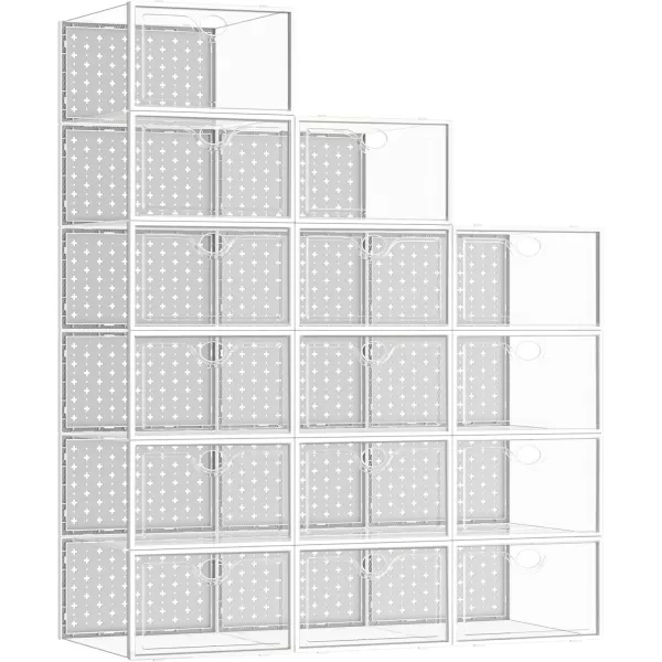 Pinkpum X Large 12 Pack Shoe Storage Boxes Fit for Size 12 Shoe Organizer for Closet Clear Plastic Stackable Shoe Dispaly Case Bins Holder Sneaker StorageClear