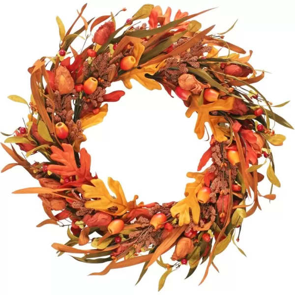 20quot Fall Wreaths for Front Door Thanksgiving Halloween Home Decorations with Cape Gooseberries and Berries Decorations for Thanksgiving Farmhouse Outdoor Indoor Window Wall Home Decor BrownBrown