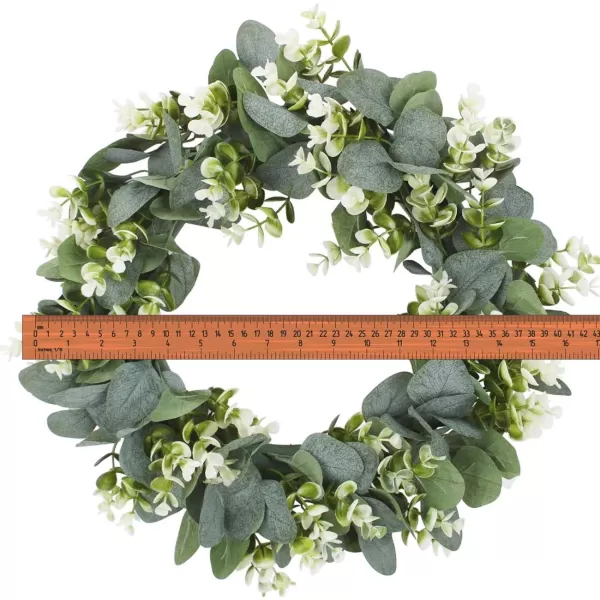 16 Eucalyptus Wreath for Front Door Artificial Spring Summer Wreath for Wall with Green Leaves Faux Eucalyptus Porch Farmhouse Patio Garden Festival Celebration Window Party Decor Home Dcor16