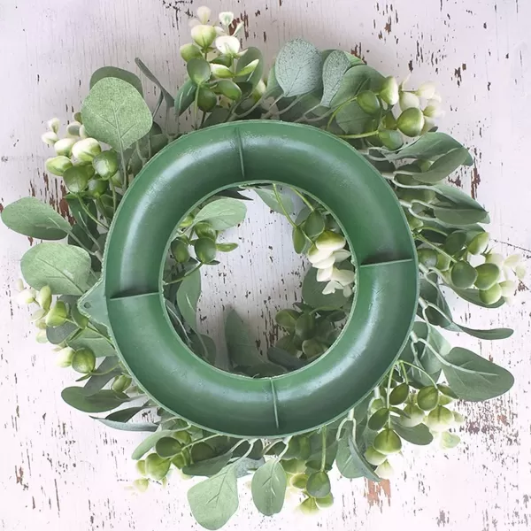 Pinkpum 12quot Small Eucalyptus Wreath for Front Door Spring ampamp Summer Wreath Green Wreath for Farmhouse Festival Celebration Party Home Porch Decor1