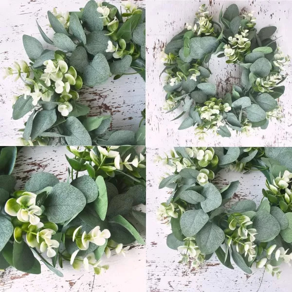 Pinkpum 12quot Small Eucalyptus Wreath for Front Door Spring ampamp Summer Wreath Green Wreath for Farmhouse Festival Celebration Party Home Porch Decor1