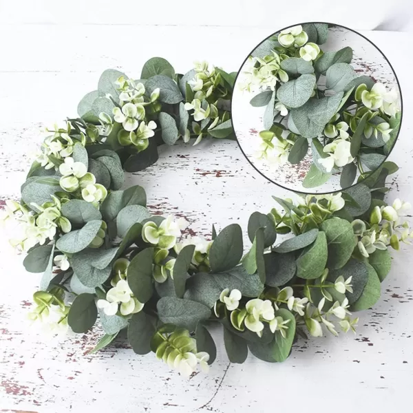 Pinkpum 12quot Small Eucalyptus Wreath for Front Door Spring ampamp Summer Wreath Green Wreath for Farmhouse Festival Celebration Party Home Porch Decor2