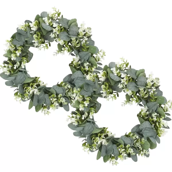 Pinkpum 12quot Small Eucalyptus Wreath for Front Door Spring ampamp Summer Wreath Green Wreath for Farmhouse Festival Celebration Party Home Porch Decor2