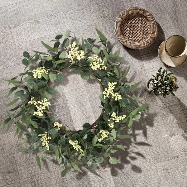 Pinkpum 20 Eucalyptus Wreath for Front Door Porch Window  Green Decor for Home Farmhouse  Spring Summer Fall All SeasonsWhite