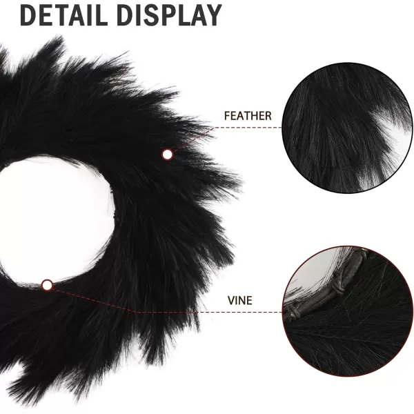 Pinkpum Black Pampas Grass Wreath 24 Halloween Fall Wreath for Front Door Artificial Pampas Wreath for All Seasons Boho Wall Decor DIY Farmhouse Pampas Grass Garland Popular Wreath BlackBlack