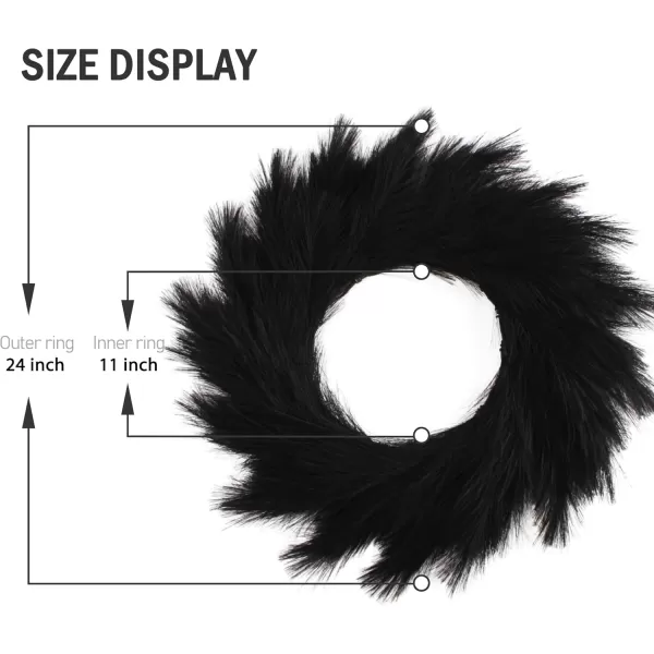 Pinkpum Black Pampas Grass Wreath 24 Halloween Fall Wreath for Front Door Artificial Pampas Wreath for All Seasons Boho Wall Decor DIY Farmhouse Pampas Grass Garland Popular Wreath BlackBlack