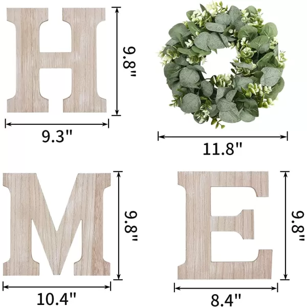 Wood Home Sign with Artificial Eucalyptus Wreath for O Hanging Farmhouse Wall House Decor Wood Home Letters for Wall Art Rustic Home Decor Home Wall Decor for Living Room Kitchen EntrywayNatural