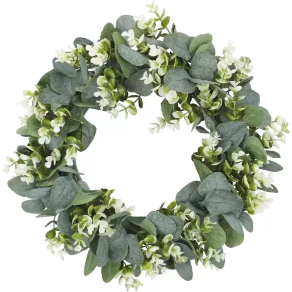 16 Eucalyptus Wreath for Front Door Artificial Spring Summer Wreath for Wall with Green Leaves Faux Eucalyptus Porch Farmhouse Patio Garden Festival Celebration Window Party Decor Home Dcor16