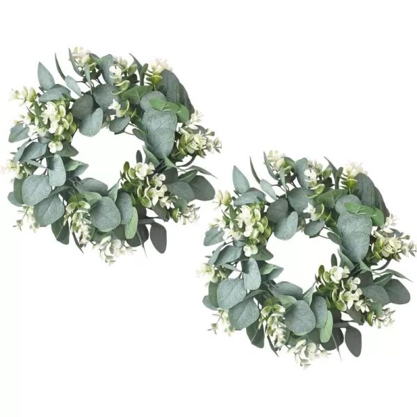 Pinkpum 12quot Small Eucalyptus Wreath for Front Door Spring ampamp Summer Wreath Green Wreath for Farmhouse Festival Celebration Party Home Porch Decor2