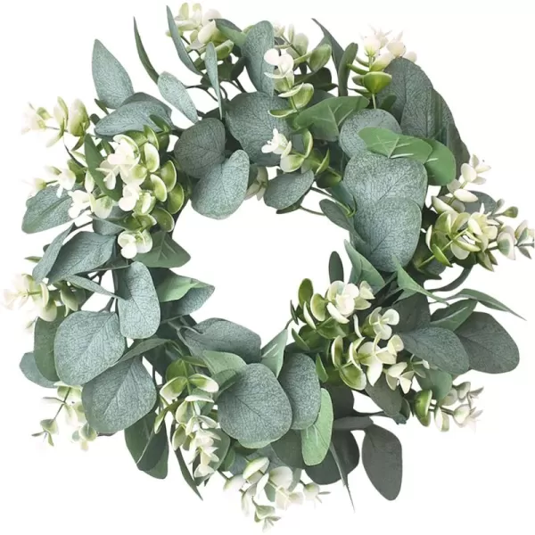 Pinkpum 12quot Small Eucalyptus Wreath for Front Door Spring ampamp Summer Wreath Green Wreath for Farmhouse Festival Celebration Party Home Porch Decor1