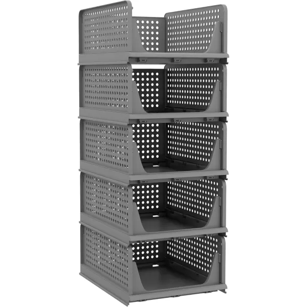 imagePinkpum Stackable Plastic Storage BasketFoldable Closet Organizers and Storage Bins 6 Pack Drawer Shelf Storage Container for Wardrobe Cupboard Kitchen Bathroom Office 6LBlack