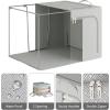 imagePinkpum 3 Pack Clothes Storage Bins with Metal Frame Closet Organizers and Storage Boxes Stackable ampamp Foldable Clothes Organizer Bags with Large Clear Window ampamp Long Carry Handles Grey Pattern 66LGrey Pattern