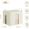 imagePinkpum 3 Pack Clothes Storage Bins with Metal Frame Closet Organizers and Storage Boxes Stackable ampamp Foldable Clothes Organizer Bags with Large Clear Window ampamp Long Carry Handles Grey Pattern 66LBeige