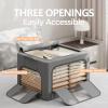 imagePinkpum 3 Pack Clothes Storage Bins with Metal Frame Closet Organizers and Storage Boxes Stackable ampamp Foldable Clothes Organizer Bags with Large Clear Window ampamp Long Carry Handles Grey Pattern 66LLight Grey