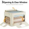 imagePinkpum 3 Pack Clothes Storage Bins with Metal Frame Closet Organizers and Storage Boxes Stackable ampamp Foldable Clothes Organizer Bags with Large Clear Window ampamp Long Carry Handles Grey Pattern 66LBeige