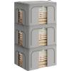 imagePinkpum 3 Pack Clothes Storage Bins with Metal Frame Closet Organizers and Storage Boxes Stackable ampamp Foldable Clothes Organizer Bags with Large Clear Window ampamp Long Carry Handles Grey Pattern 66LLight Grey