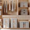 imagePinkpum 3 Pack Clothes Storage Bins with Metal Frame Closet Organizers and Storage Boxes Stackable ampamp Foldable Clothes Organizer Bags with Large Clear Window ampamp Long Carry Handles Grey Pattern 66LBeige