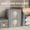 imagePinkpum 3 Pack Clothes Storage Bins with Metal Frame Closet Organizers and Storage Boxes Stackable ampamp Foldable Clothes Organizer Bags with Large Clear Window ampamp Long Carry Handles Grey Pattern 66LLight Grey