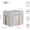 imagePinkpum 3 Pack Clothes Storage Bins with Metal Frame Closet Organizers and Storage Boxes Stackable ampamp Foldable Clothes Organizer Bags with Large Clear Window ampamp Long Carry Handles Grey Pattern 66LLight Grey