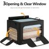 imagePinkpum 3 Pack Clothes Storage Bins with Metal Frame Closet Organizers and Storage Boxes Stackable ampamp Foldable Clothes Organizer Bags with Large Clear Window ampamp Long Carry Handles Grey Pattern 66LBlack