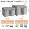 imagePinkpum 3 Pack Clothes Storage Bins with Metal Frame Closet Organizers and Storage Boxes Stackable ampamp Foldable Clothes Organizer Bags with Large Clear Window ampamp Long Carry Handles Grey Pattern 66LLight Grey