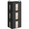 imagePinkpum 3 Pack Clothes Storage Bins with Metal Frame Closet Organizers and Storage Boxes Stackable ampamp Foldable Clothes Organizer Bags with Large Clear Window ampamp Long Carry Handles Grey Pattern 66LBlack