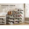 imagePinkpum Large Shoe Boxes Clear Plastic Stackable 12 Pack Shoe Storage Box Organizer for Closets Foldable Sneaker Storage Fit for Size 11Grey