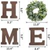 imageWood Home Sign with Artificial Maple Leaf Wreath for O Hanging Farmhouse Wall House Autumn Decor Wood Letters for Wall Art Rustic Home Decor Wall Decor for Living Room Kitchen Entryway BlackBrownEucalyptus