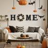 imageWood Home Sign with Artificial Maple Leaf Wreath for O Hanging Farmhouse Wall House Autumn Decor Wood Letters for Wall Art Rustic Home Decor Wall Decor for Living Room Kitchen Entryway BlackBlackHalloween Wreath