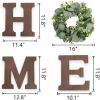 imageWood Home Sign with Artificial Maple Leaf Wreath for O Hanging Farmhouse Wall House Autumn Decor Wood Letters for Wall Art Rustic Home Decor Wall Decor for Living Room Kitchen Entryway BlackBrownEucalyptus