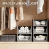 imagePinkpum 8 Pack Closet Organizers and Storage Plastic Stackable Storage Bins Foldable Drawer Shelf Storage Container for Wardrobe Kitchen Bathroom Office Dorm GreyBlack