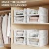 imagePinkpum 8 Pack Closet Organizers and Storage Plastic Stackable Storage Bins Foldable Drawer Shelf Storage Container for Wardrobe Kitchen Bathroom Office Dorm GreyWhite