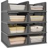 imagePinkpum 8 Pack Closet Organizers and Storage Plastic Stackable Storage Bins Foldable Drawer Shelf Storage Container for Wardrobe Kitchen Bathroom Office Dorm GreyBlack