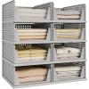 imagePinkpum 8 Pack Closet Organizers and Storage Plastic Stackable Storage Bins Foldable Drawer Shelf Storage Container for Wardrobe Kitchen Bathroom Office Dorm GreyGrey