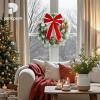 imagePinkpum 165quot Christmas Wreath for Front Door Decor Green Winter Wreath with LED String Lights for Home Wall Window Porch Farmhouse Indoor Outdoor Decorations Berries Pine Cones Needles Bow 1 PackGreen