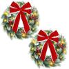 imagePinkpum 165quot Christmas Wreath for Front Door Decor Green Winter Wreath with LED String Lights for Home Wall Window Porch Farmhouse Indoor Outdoor Decorations Berries Pine Cones Needles Bow 1 PackGreen