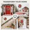 imagePinkpum 165quot Christmas Wreath for Front Door Decor Green Winter Wreath with LED String Lights for Home Wall Window Porch Farmhouse Indoor Outdoor Decorations Berries Pine Cones Needles Bow 1 PackGreen