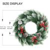 imagePinkpum 165quot Christmas Wreath for Front Door Decor Green Winter Wreath with LED String Lights for Home Wall Window Porch Farmhouse Indoor Outdoor Decorations Berries Pine Cones Needles Bow 1 PackGreen