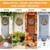 imagePinkpum 2 in 1 Interchangeable Seasonal Welcome Sign Front Door Decor with 20 Seasonal Icons Double Sides Round Wood Wreaths Gifts House Outdoor Indoor Home Decorations All Seasons Halloween ChristmasBrown