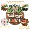 imagePinkpum 2 in 1 Interchangeable Seasonal Welcome Sign Front Door Decor with 20 Seasonal Icons Double Sides Round Wood Wreaths Gifts House Outdoor Indoor Home Decorations All Seasons Halloween ChristmasBrown